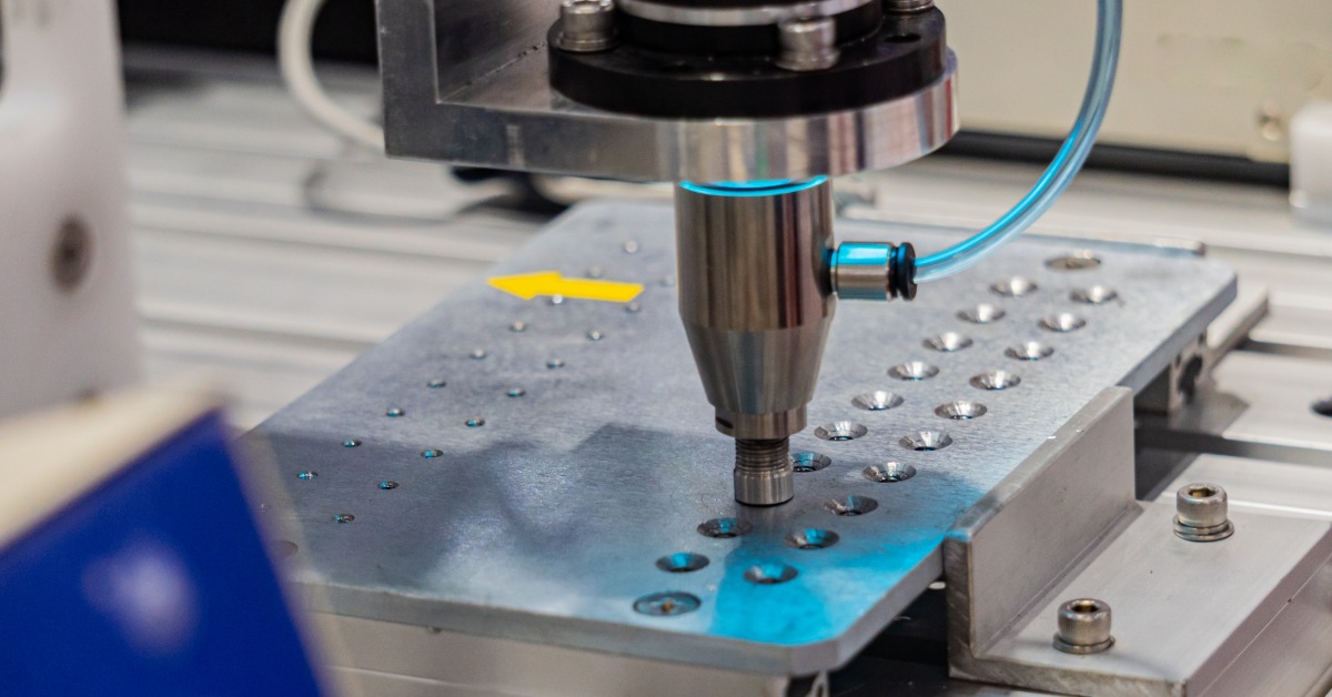 An automatic nut-tightening machine for screws, operated by machinery to tighten bolts during assembly.
